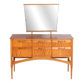 Mid-Century French Mahogany Dressing Table with Mirror, 1960s For Sale