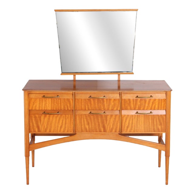 Mid-Century French Mahogany Dressing Table with Mirror, 1960s For Sale