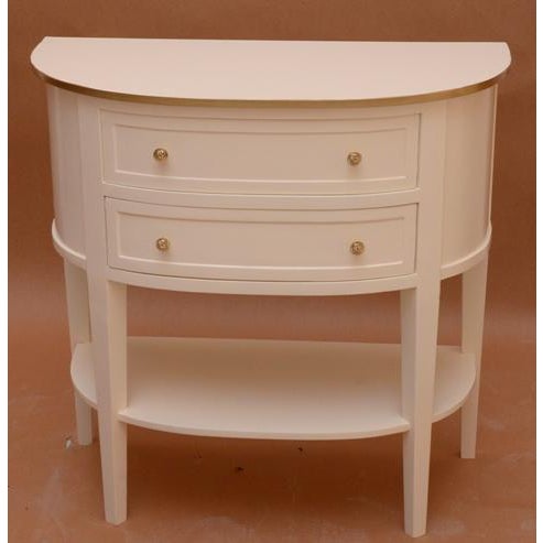 Italian Style Ivory With Gold Hand Painted Halfmoon Chest For Sale - Image 4 of 4