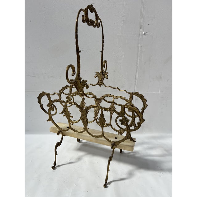 20th Century Openwork Bronze and Brass Magazine Rack For Sale - Image 12 of 12