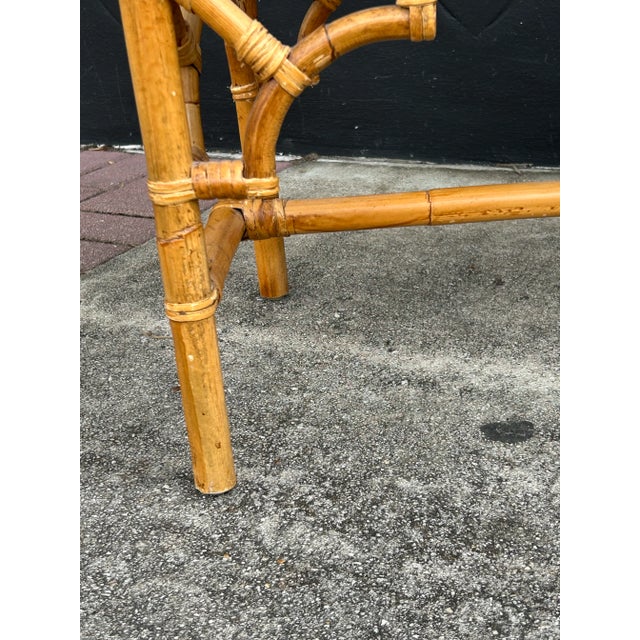 Wood Vintage Chinese Chippendale Style Bamboo Bench For Sale - Image 7 of 7