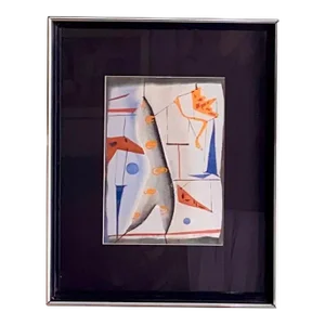 Jane Downs Carter Listed Artist Early 1950s Abstract Watercolor “Circus Balances”