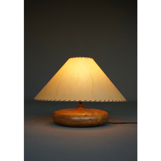 French Turned Elm Wood Table Lamp, 1950s For Sale - Image 13 of 13