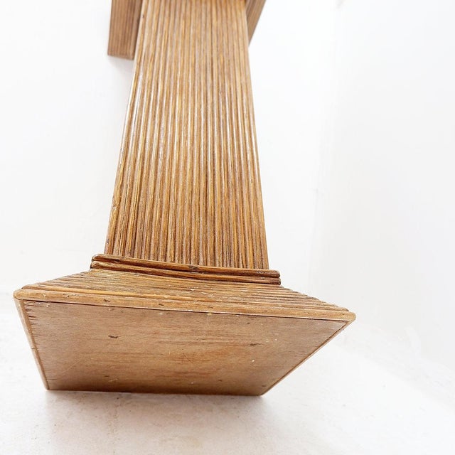 Pencil Reed Pedestal Console Table in the manner of Vivai Del Sud, 1970s For Sale - Image 4 of 12