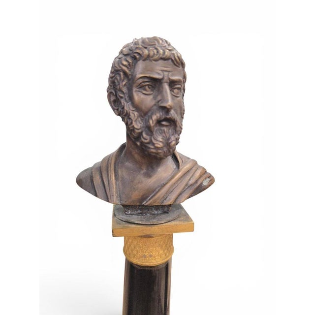 Black Black Marble Columns with Gilt Bronze Mounts and Roman Emperor Busts, 1898, Set of 4 For Sale - Image 8 of 11