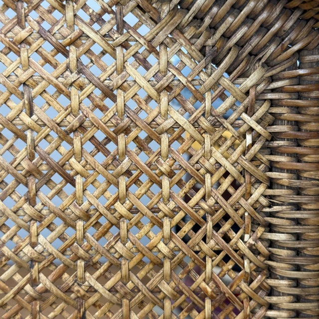 Brown Rattan and Bamboo Woven Hexagonal Tray with Side Handles For Sale - Image 8 of 9
