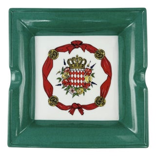 Vintage Monaco Limoges Porcelain Ashtray Crest Monte Carlo French Riviera For Sale