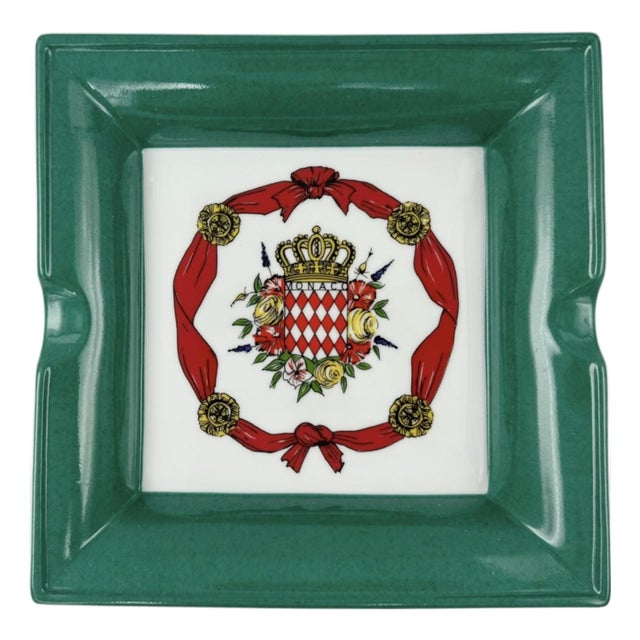 Vintage Monaco Limoges Porcelain Ashtray Crest Monte Carlo French Riviera For Sale
