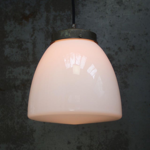 Opaline glass Art Deco pendant. Brass top E27/E26 This piece has an attribution mark, I am sure that it is completely...