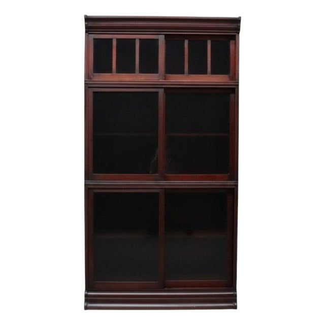 Danner Arts & Crafts Mahogany 3-Stack Sliding Door Barrister Bookcase C1920 For Sale