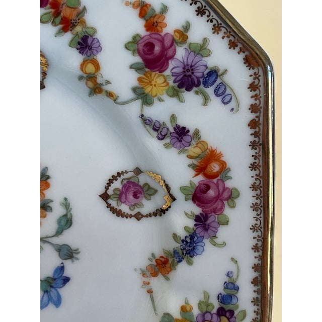 Early 20th Century Antique Schumann Bavaria Germany Dresden Octagonal Dessert Plates- Set of 4 For Sale - Image 5 of 12