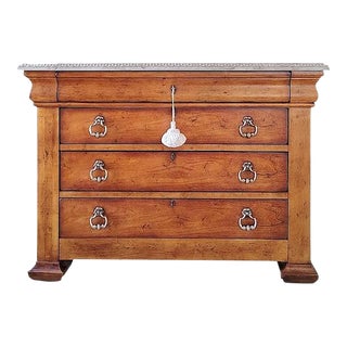 Louis Philippe Walnut Commode / Chest of Drawers With Stonetop by Century Furniture For Sale