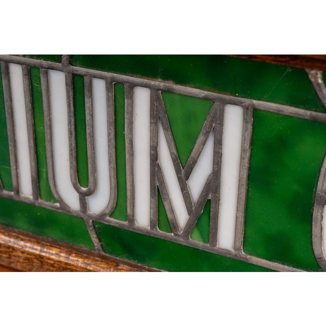 Glass Antique “Auditorium Court” Stained Glass Transom Sign For Sale - Image 7 of 10