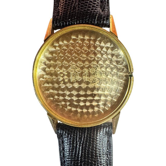 1950s Rolex Speckled Gold Dial 33mm 18k Gold Precision Leather Watch For Sale - Image 9 of 12
