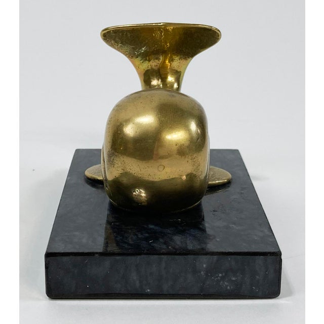 Mid 20th Century Brass Whale Marble Base Paper Weight For Sale - Image 5 of 6