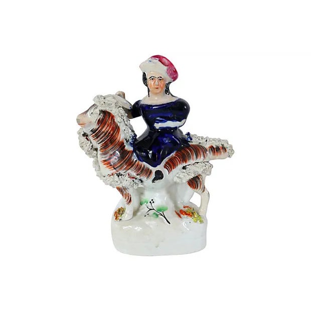 Farmhouse C. 1850 Staffordshire Girl on a Goat For Sale - Image 3 of 3