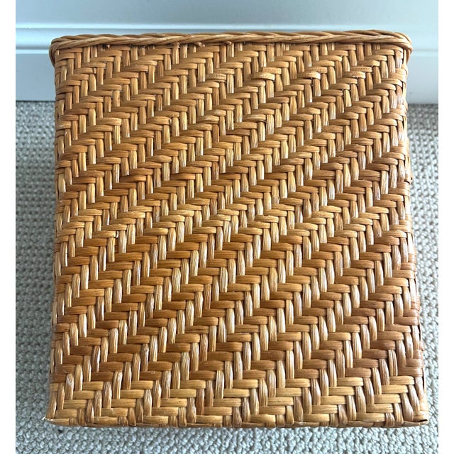 Mid Century Woven Rattan Wastebasket For Sale - Image 9 of 10