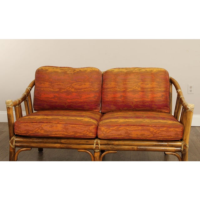 Tan McGuire Vintage Bamboo Loveseat For Sale - Image 8 of 12