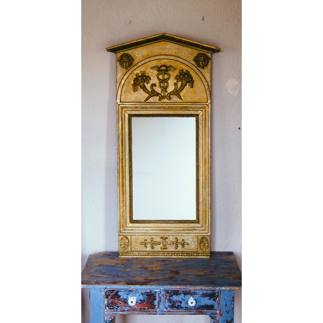 Gold Antique Gustavian Trumeau Gold Mirror With Dry Scraped Surface - P. Holmberg. Stockholm. Sweden. 1830. For Sale - Image 8 of 10