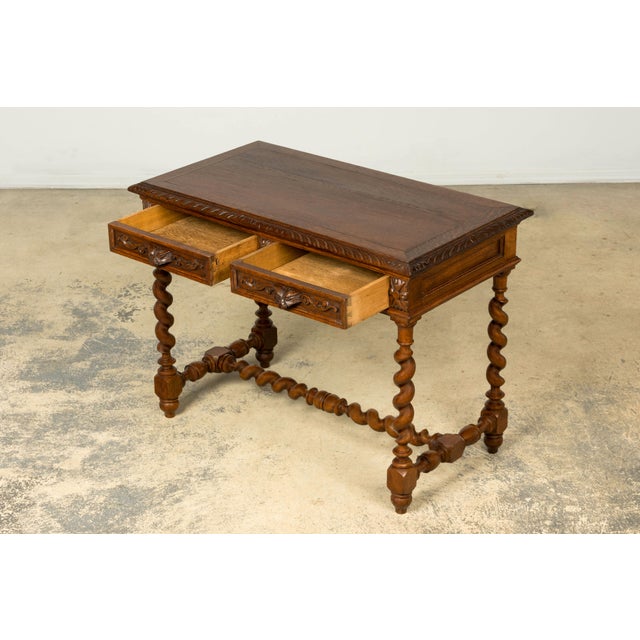 Late 19th Century French Henry II Carved Oak Writing Desk For Sale - Image 14 of 18