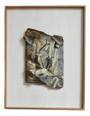 Gen, Abstract Composition, 1980s, Mixed Media Painting on Metal, Framed