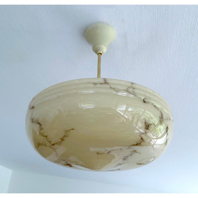 Ivory Art Deco Ivory Glass Pendant Light, 1950s For Sale - Image 8 of 18