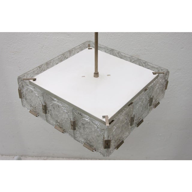 1970s Mid-Century Pendant Lamp in Glass & Chromed Steel from Kamenický Šenov, Czechoslovakia, 1970s For Sale - Image 5 of 15