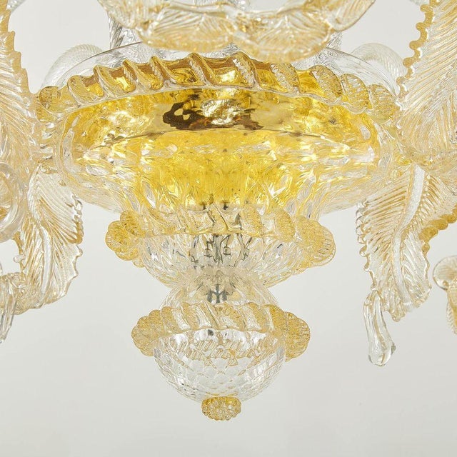 Five-Light Gold Crystal Murano Ceiling Lamp by La Murrina, in New conditions. Designed before 1890 Signed by Maker, Up to...