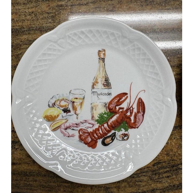 1990s 1990s Philippe Deshoulières “Edition Louiroux” French Porcelain Dessert Plates – Set of 6 For Sale - Image 5 of 8