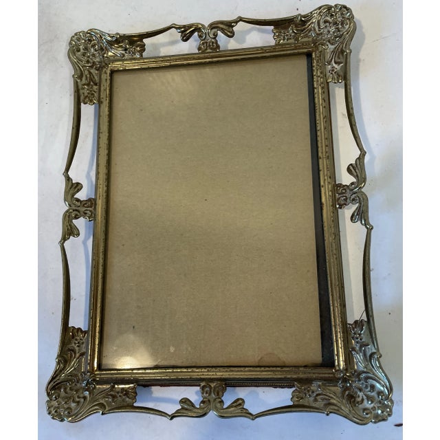 Mid 20th Century Vintage Pierced Brass Picture Frame For Sale - Image 5 of 7