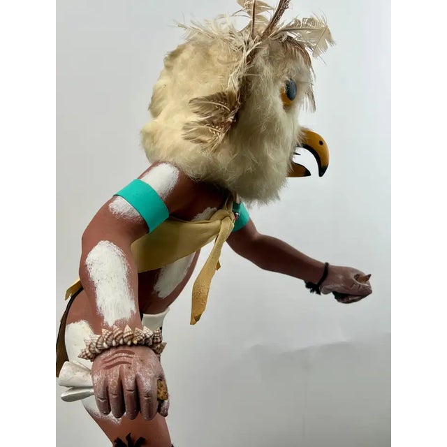 Wood Hopi Owl Kachina Native American Carved Wood Figure, Signed, Late 20th Century 1990's For Sale - Image 7 of 18