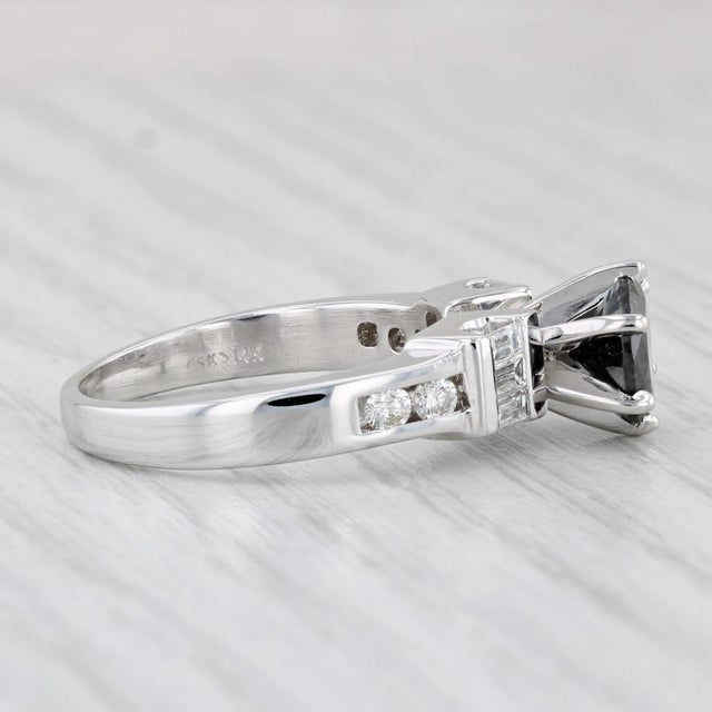 Modern 1.83ctw Black White Diamond Ring 14k White Gold Size 7 Engagement For Sale - Image 3 of 8