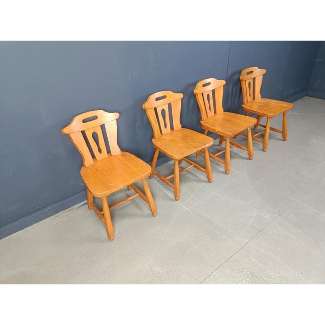 Wood Mid-Century Brutalist Dining Chairs, 1960s, Set of 4 For Sale - Image 7 of 12