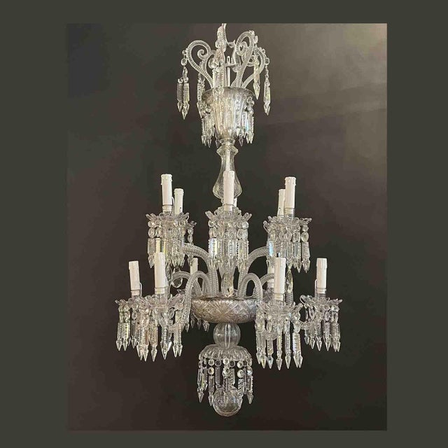 19th Century Bohemian Twelve-Light Crystal Chandelier, Italy For Sale - Image 9 of 18