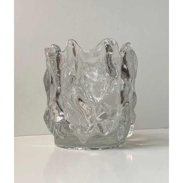 Glass Swedish Modernist Freeform Ice Glass Vase by Göran Wärff for Kosta Boda, 1980s For Sale - Image 7 of 11