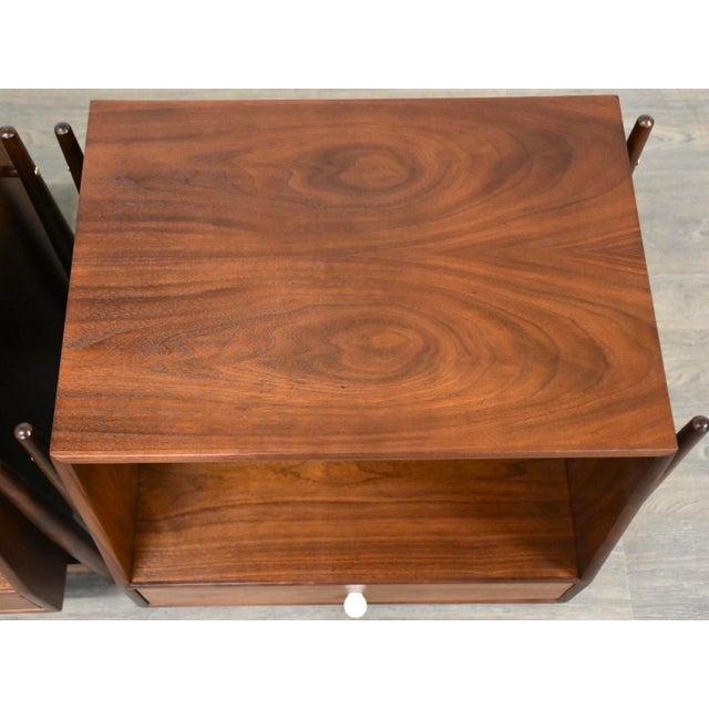 1960s Refinished Kipp Stewart Declaration Walnut Nightstands - a Pair For Sale In Boston - Image 6 of 11