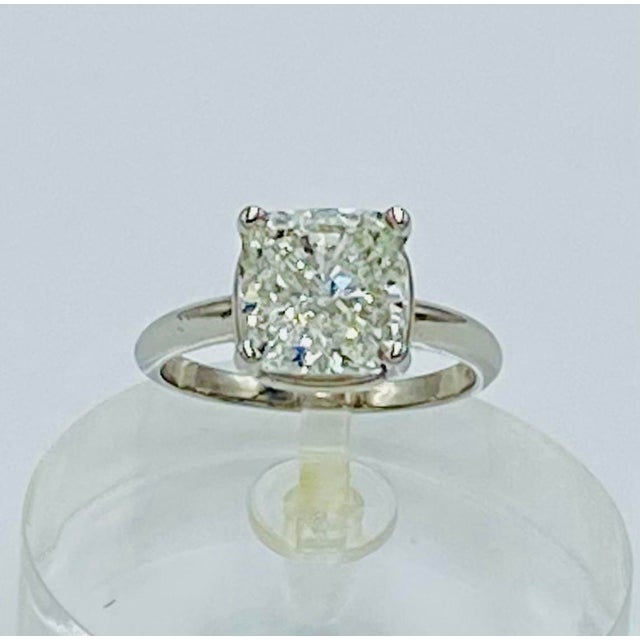 Cushion-Cut Solitaire 5.01 Ct. Diamond Platinum Ring, Size 7 For Sale - Image 4 of 12