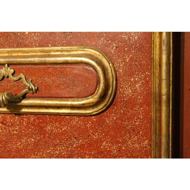 20th Century Italian Faux Red Porphyry Lacquered and Gilt Framed Wood Door For Sale - Image 11 of 14