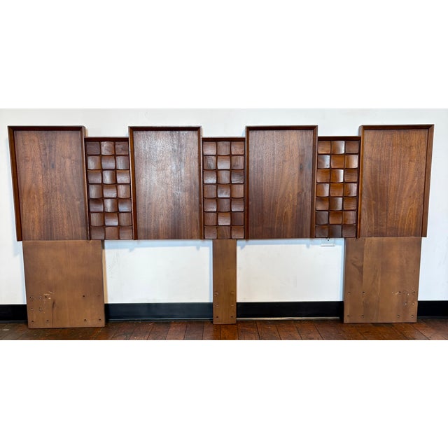 Gorgeous Midcentury Brutalist style headboard crafted from solid walnut in Canada by Tobago. Built to last for generations...