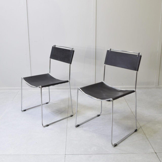 Black Chairs by Giandomenico Belotti for Alias, 1970s, Set of 2 For Sale - Image 8 of 9