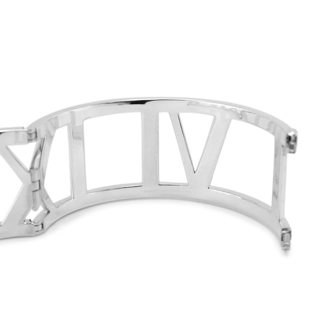 Early 21st Century Tiffany & Co. Atlas Collection Ag 925 Sterling Silver Wide Roman Bangle Bracelet For Sale - Image 5 of 8