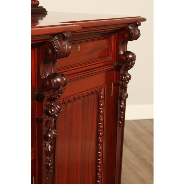 Renaissance Revival Carved Mahogany Sideboard with Mirror For Sale - Image 9 of 12
