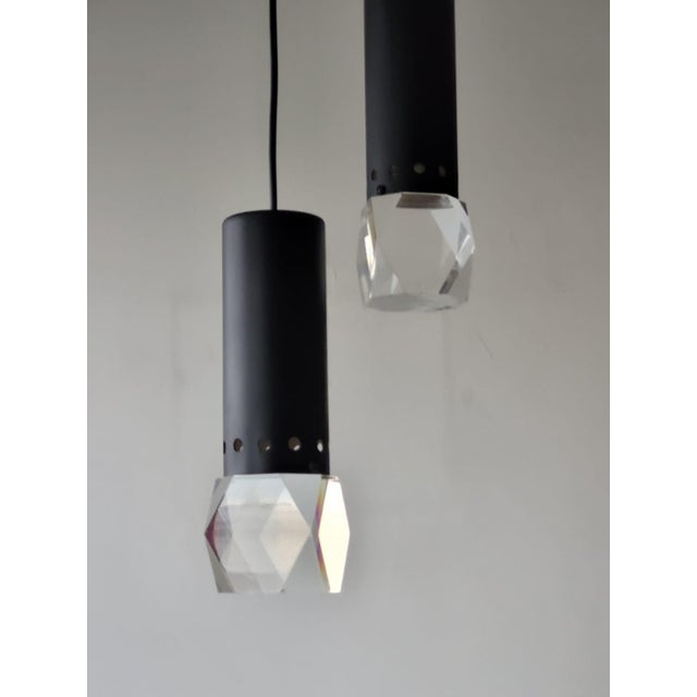 Pendant Lamp in Glass and Metal with Faceted Diffuser from Stilnovo, Italy, 1960s For Sale - Image 10 of 14