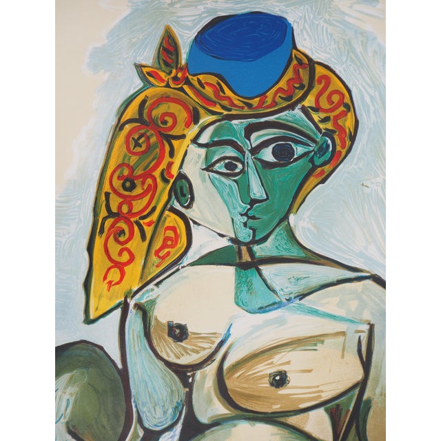 Pablo Picasso Vintage Woman with Turkish Cap Lithographic Poster after Pablo Picasso For Sale - Image 4 of 8