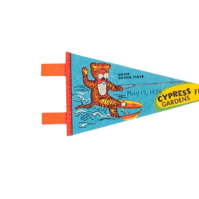 Vintage Cypress Gardens Florida felt flag pennant circa 1970. A fun and colorful mid-century souvenir from Cypress Gardens...