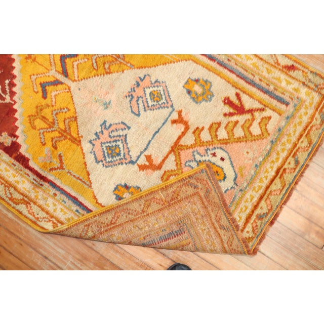Colorful Antique Turkish Oushak Prayer Rug - 3'3" x 4'8" For Sale In New York - Image 6 of 7