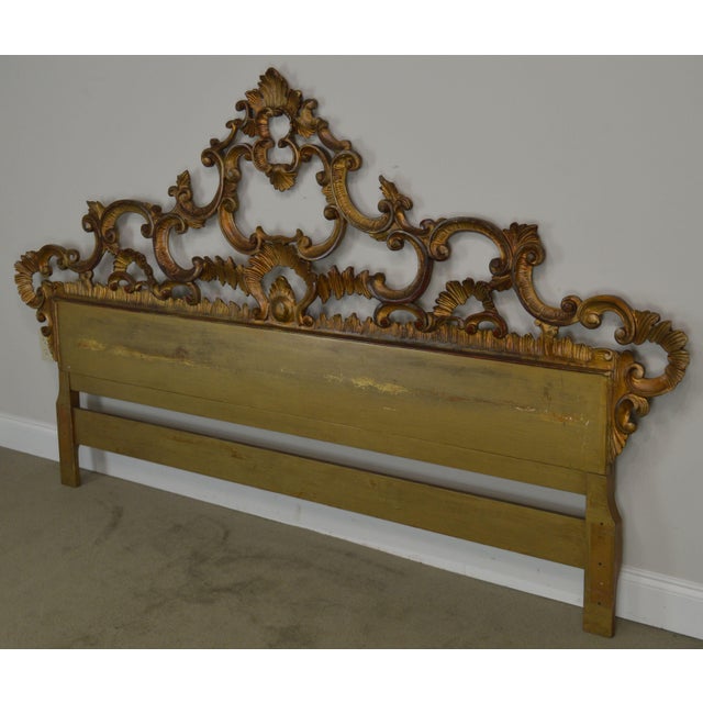 Rococo Style 1950's Vintage Italian Carved Giltwood King Size Headboard