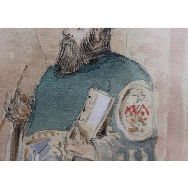 Robert Taylor Pritchett, Temple Official, 1882, Watercolor & Pencil, Framed For Sale - Image 8 of 16