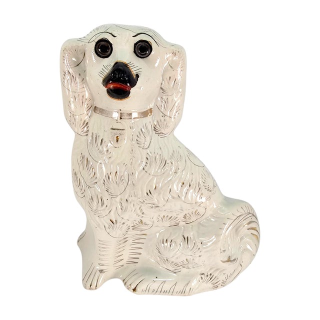 Circa 1870-1890 Victorian Staffordshire Glass-Eye Spaniel Mantel Dogs, Pair For Sale - Image 14 of 15