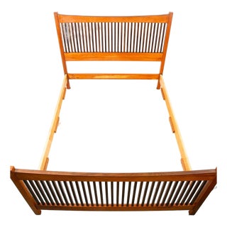 1960s Mid Century Modern Headboard Bed Frame Stickley Queen Sz Walnut Cherry Vintage For Sale